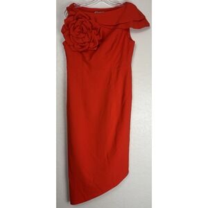 Fehaute Flower Asymmetric Ruffled Formal Dress Sz‎ 6 NWT Orange 1971